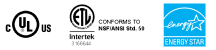 cUL, UL, Intertek, NSF, EnergyStar, Energy Star, certification